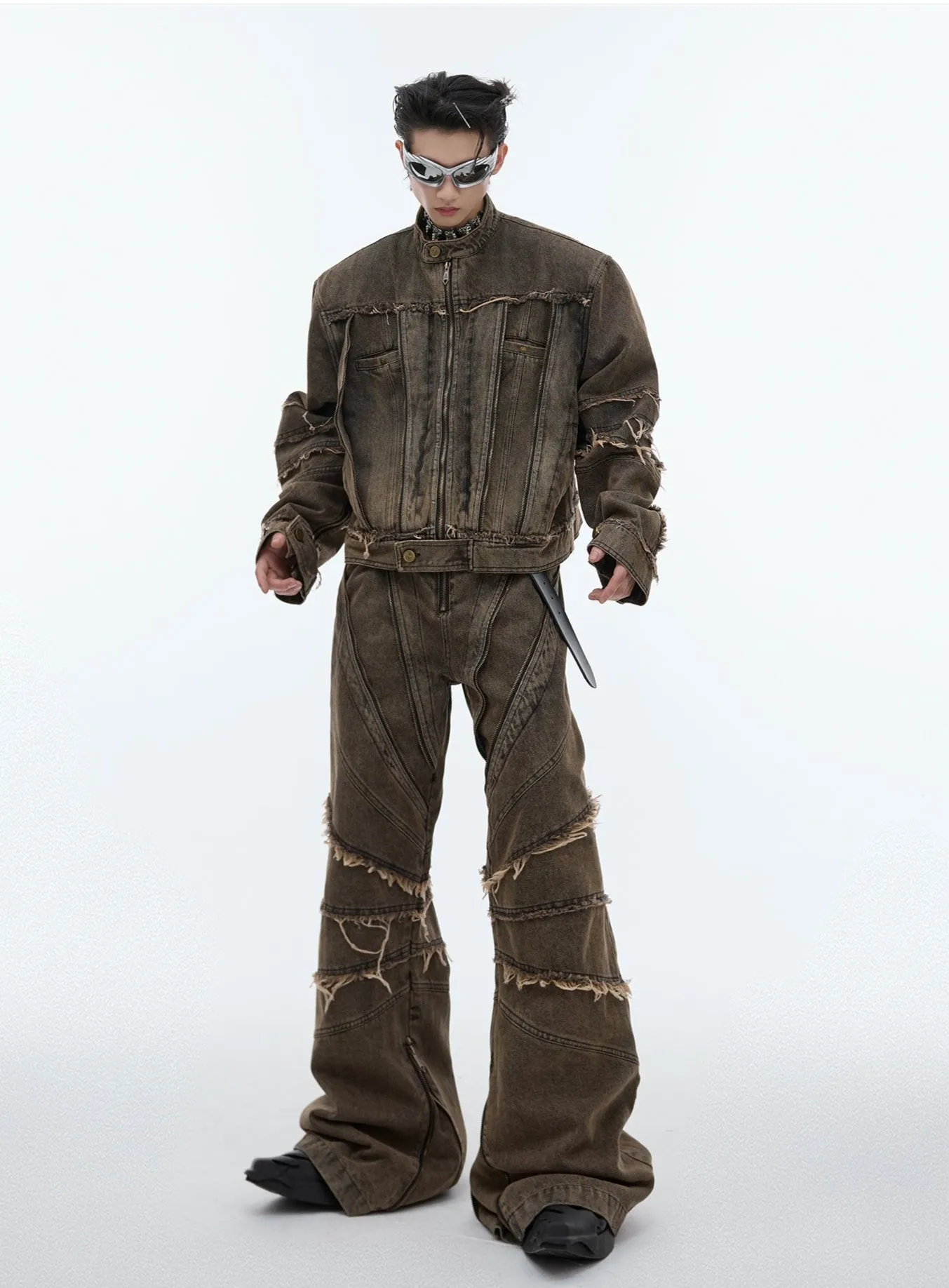【24s Sep.】Metal Tassel Distressed Washed Denim Suit
