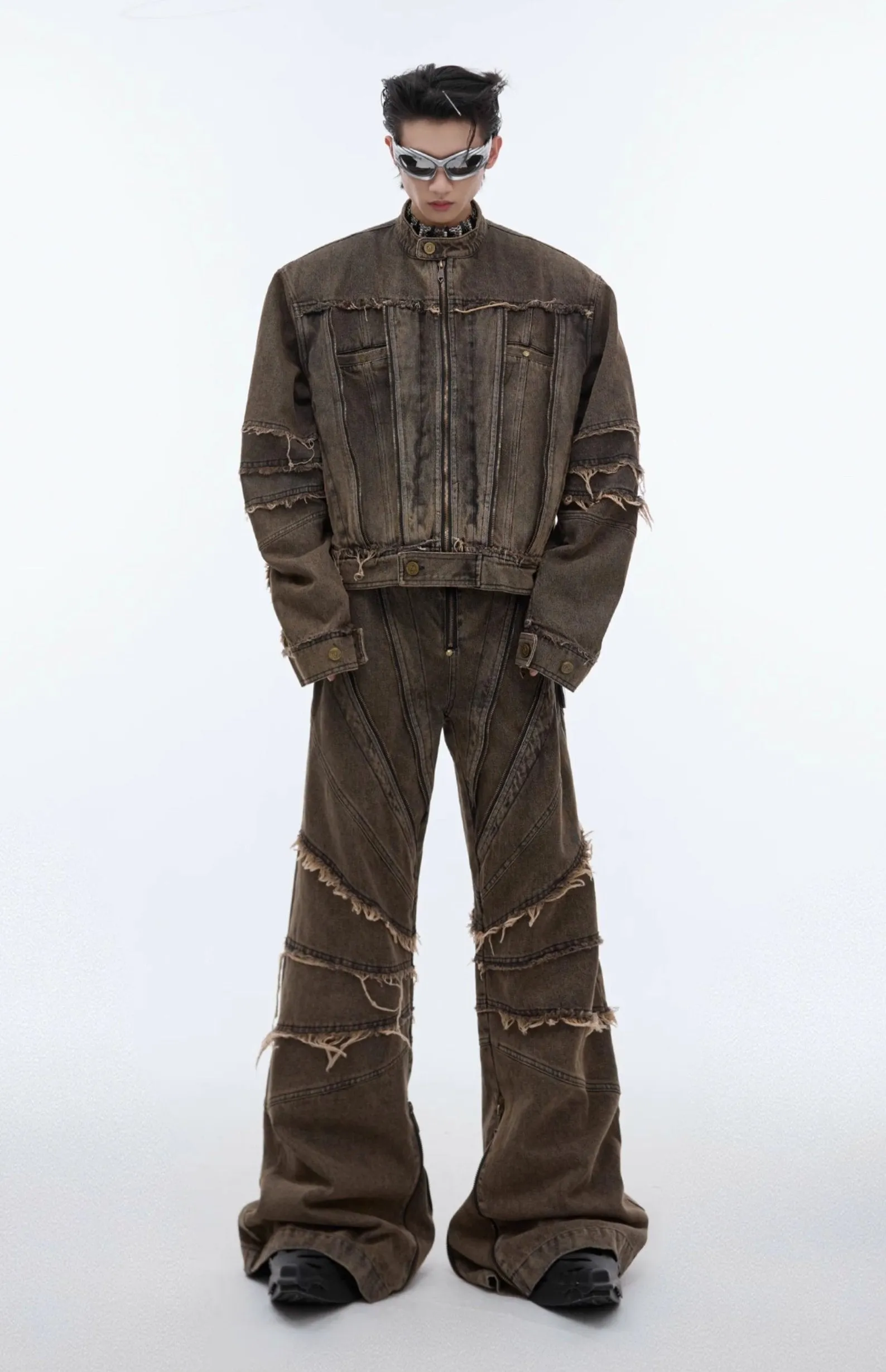 【24s Sep.】Metal Tassel Distressed Washed Denim Suit