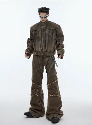 【24s Sep.】Metal Tassel Distressed Washed Denim Suit