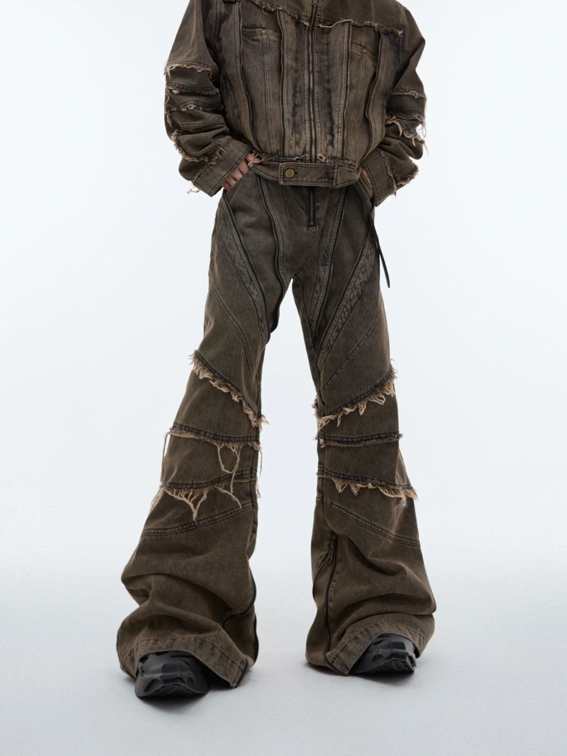 【24s Sep.】Metal Tassel Distressed Washed Denim Suit
