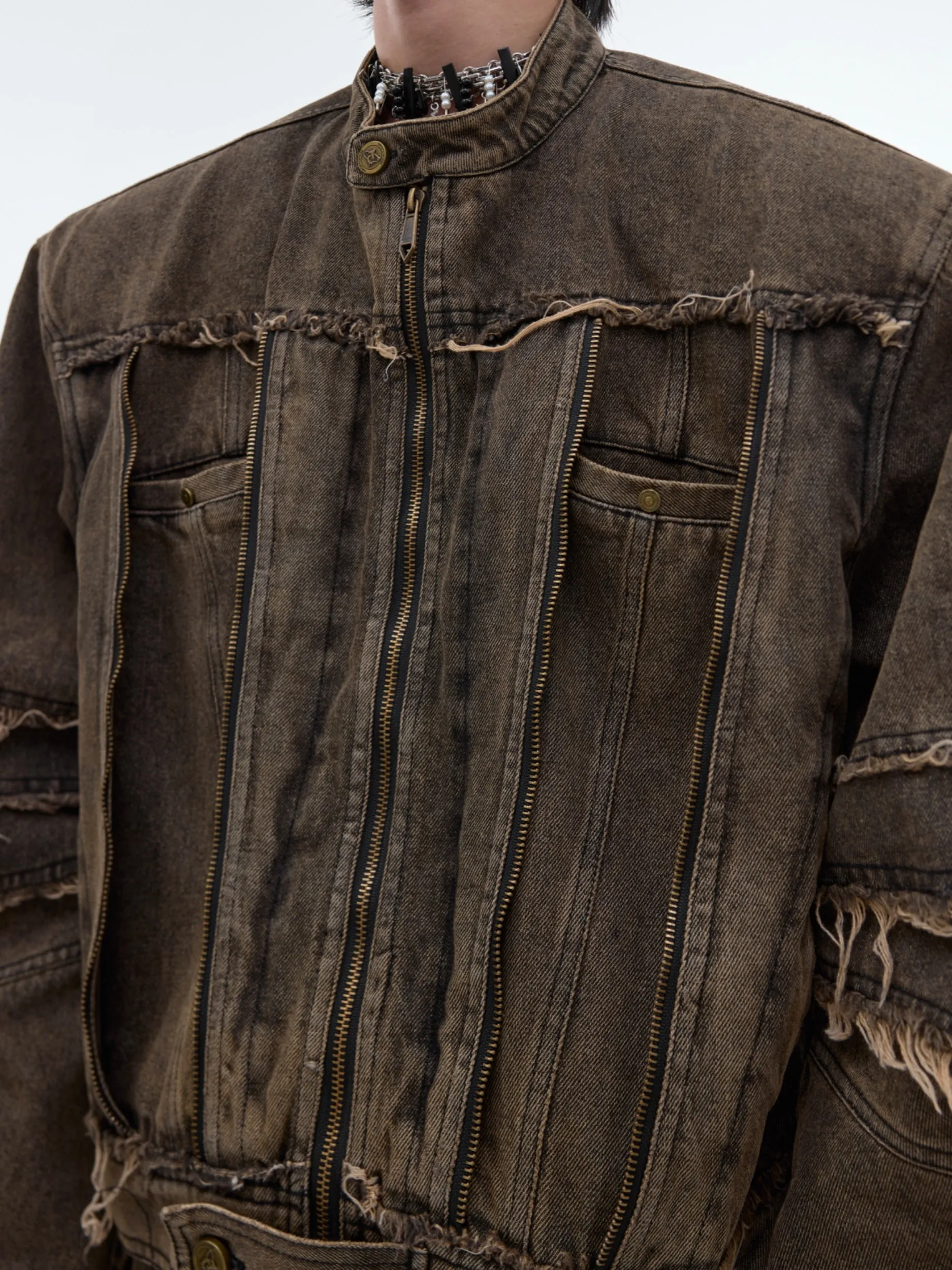 【24s Sep.】Metal Tassel Distressed Washed Denim Suit