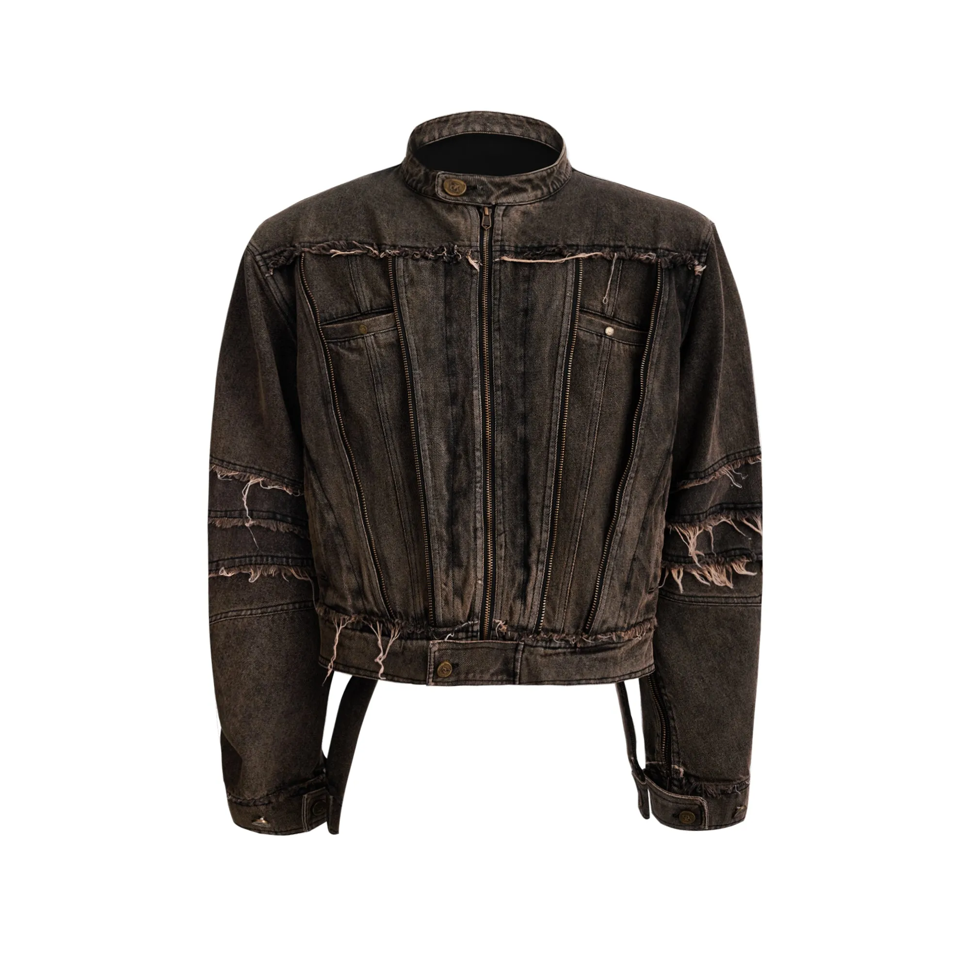 【24s Sep.】Metal Tassel Distressed Washed Denim Suit