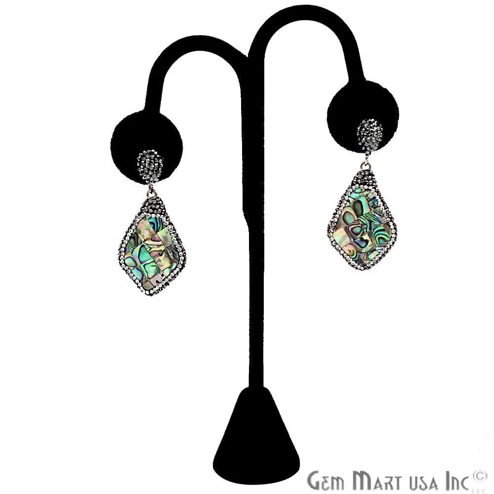Abalone Studs Earring, Gold Electroplated Organic Shape Gemstone Shell Studs 1 Pair (CHPR-50112)