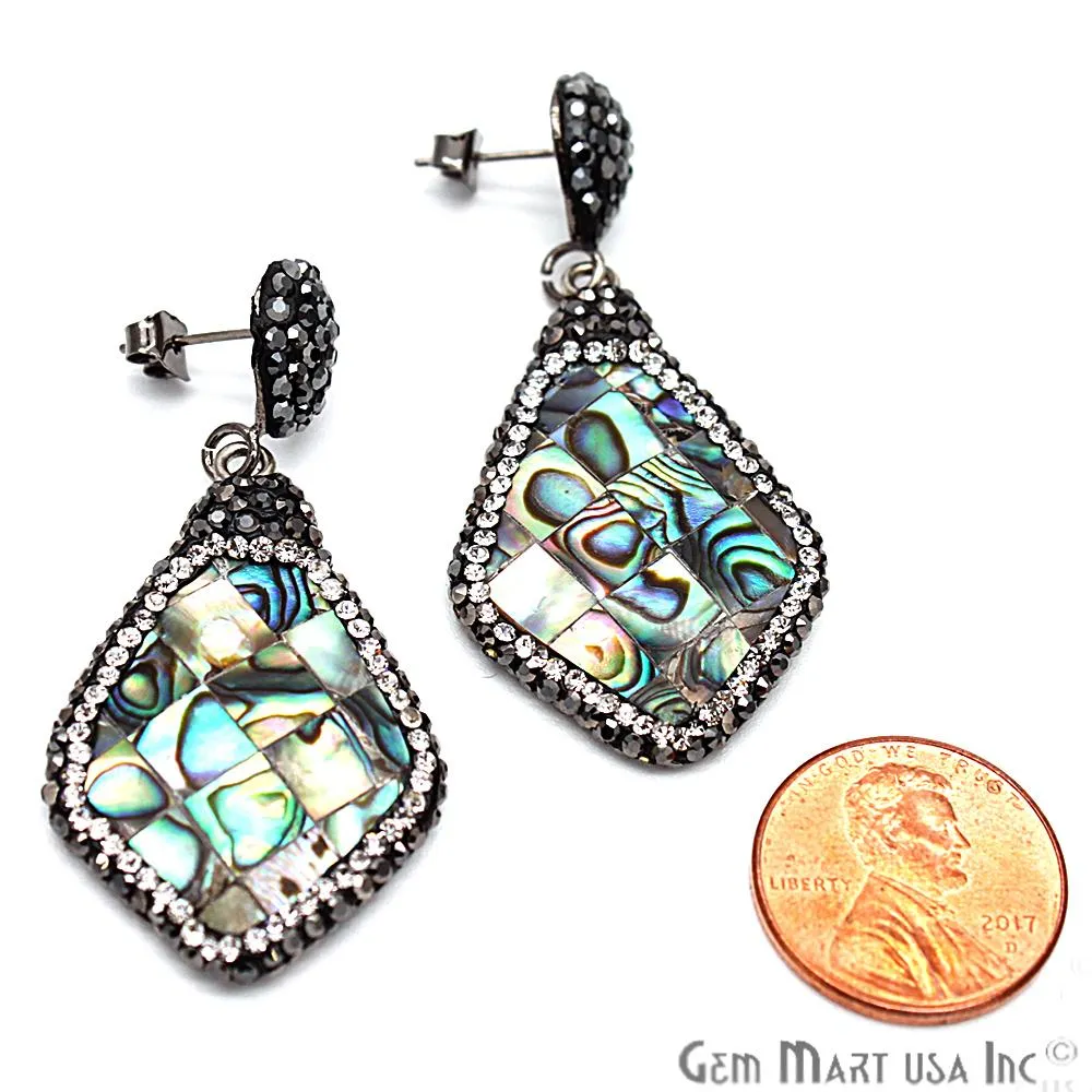 Abalone Studs Earring, Gold Electroplated Organic Shape Gemstone Shell Studs 1 Pair (CHPR-50112)