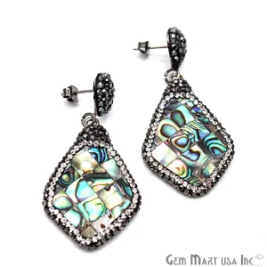 Abalone Studs Earring, Gold Electroplated Organic Shape Gemstone Shell Studs 1 Pair (CHPR-50112)