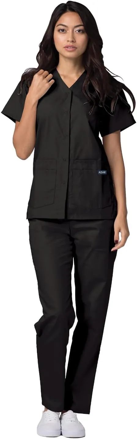 Adar Universal Scrubs for Women - Snap Front Scrub Top