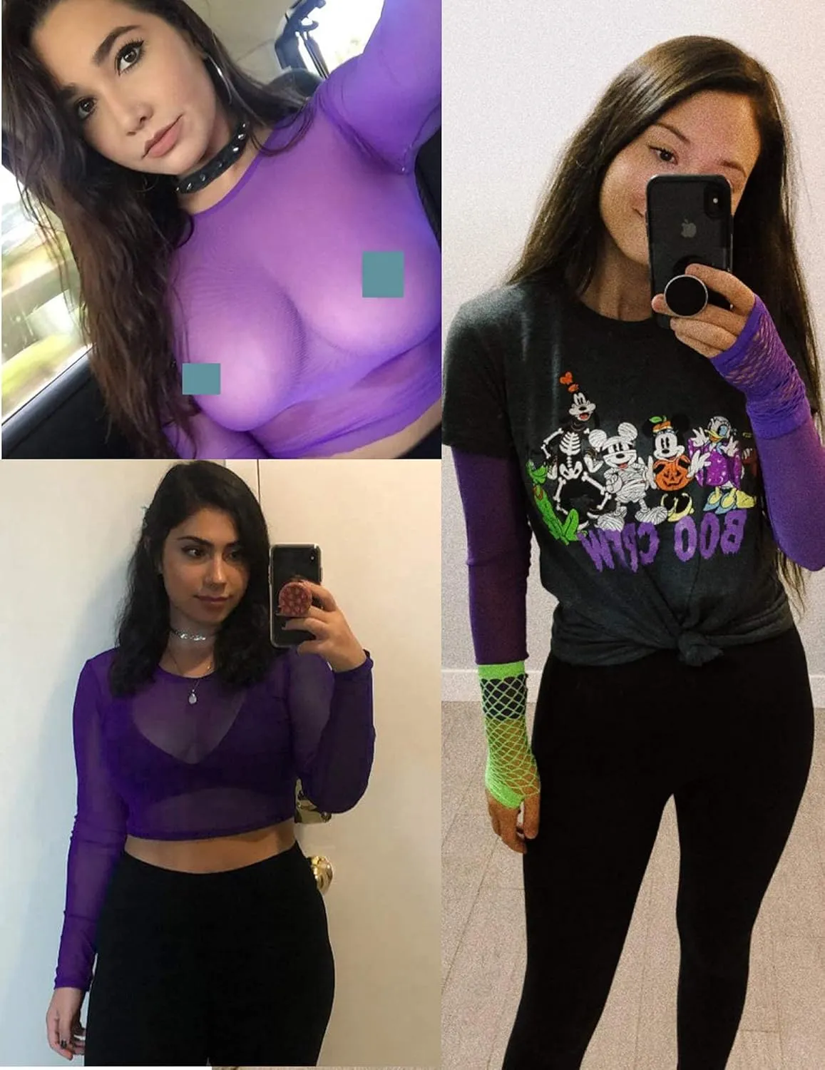 ADOME Mesh Crop Top Sheer Tops for Women See Through Shirt Long Sleeve Basic Crop Top S-4XL