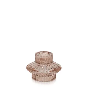 Aida Vintage Glass Candle Holder - Champagne