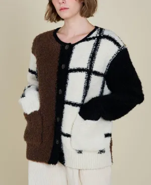 Block Grid Cardigan in Ivory