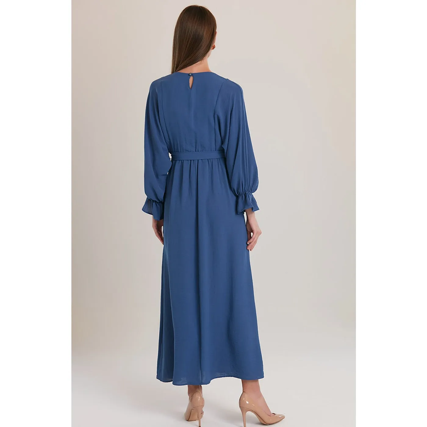 Blue Elastic Loose Long Dress
