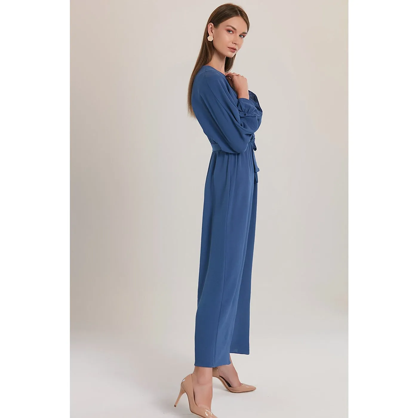 Blue Elastic Loose Long Dress