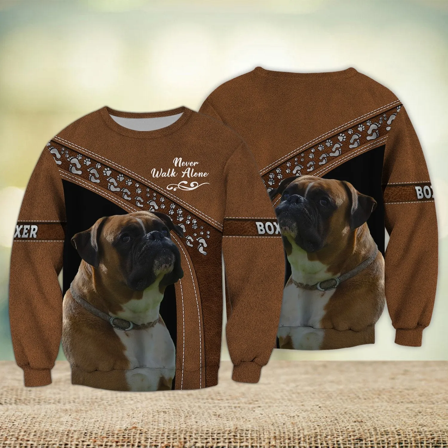 Boxer Love Never Walk Alone 3D Full Print Shirts, Shirt For Dog Lovers, Dog Memorial Gifts for loss of Dog