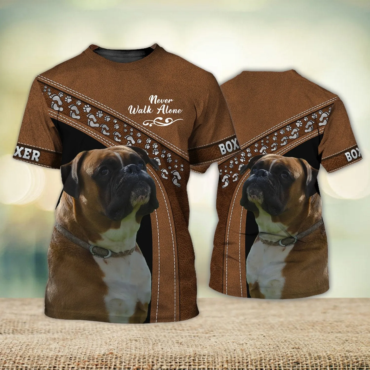 Boxer Love Never Walk Alone 3D Full Print Shirts, Shirt For Dog Lovers, Dog Memorial Gifts for loss of Dog