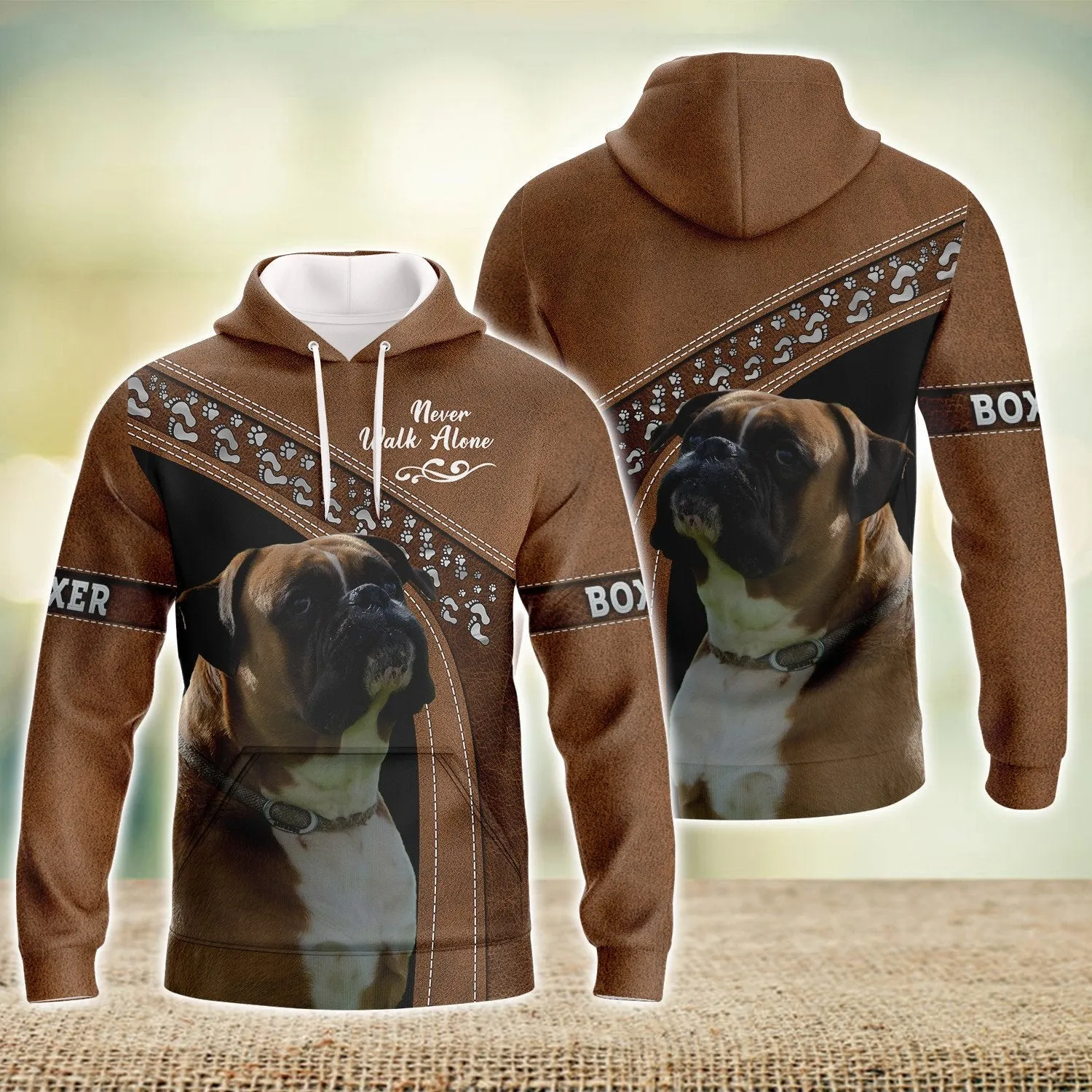 Boxer Love Never Walk Alone 3D Full Print Shirts, Shirt For Dog Lovers, Dog Memorial Gifts for loss of Dog