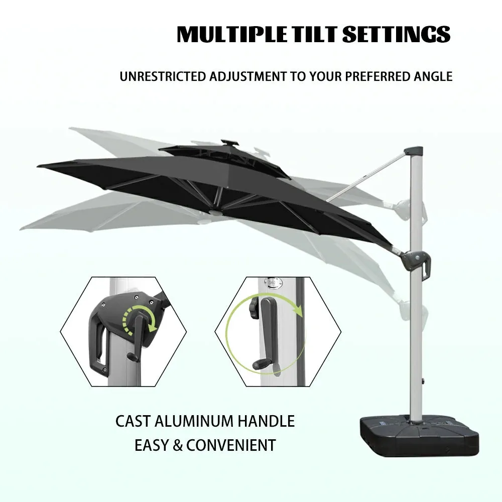 Cantilever Patio Umbrella with Solar Lights - Round