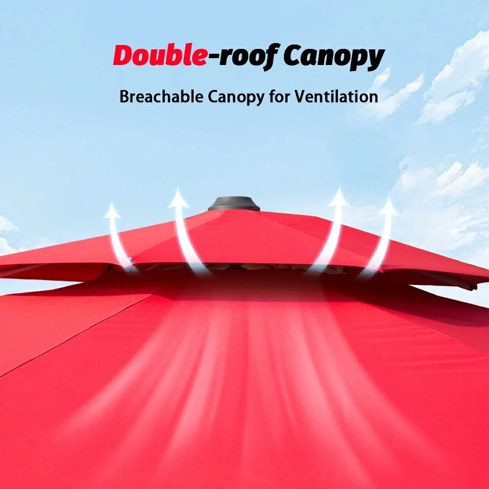 Cantilever Patio Umbrella with Solar Lights - Round