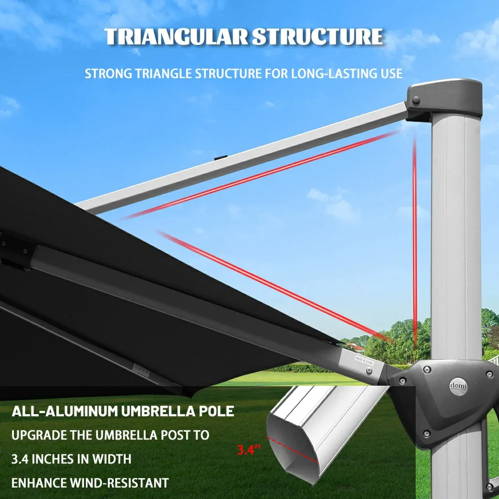 Cantilever Patio Umbrella with Solar Lights - Round