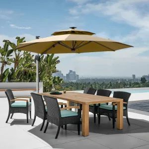 Cantilever Patio Umbrella with Solar Lights - Round