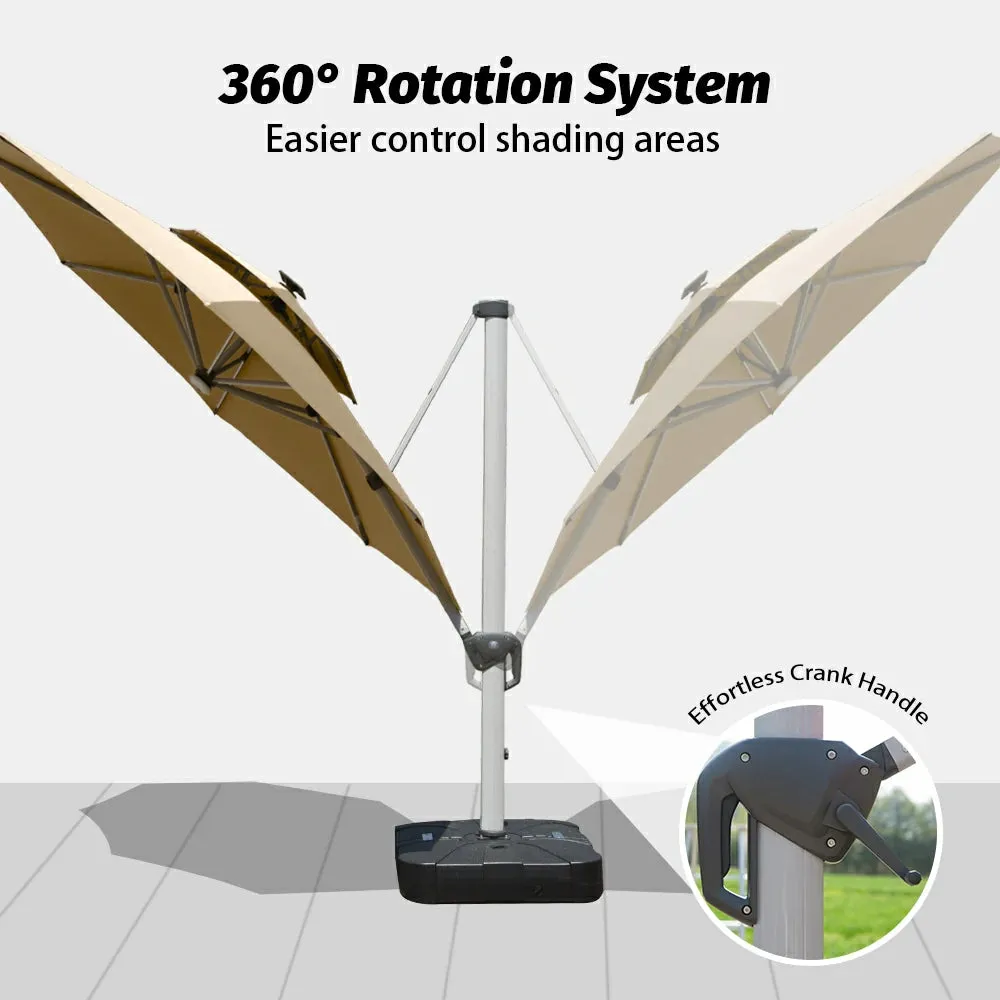 Cantilever Patio Umbrella with Solar Lights - Round