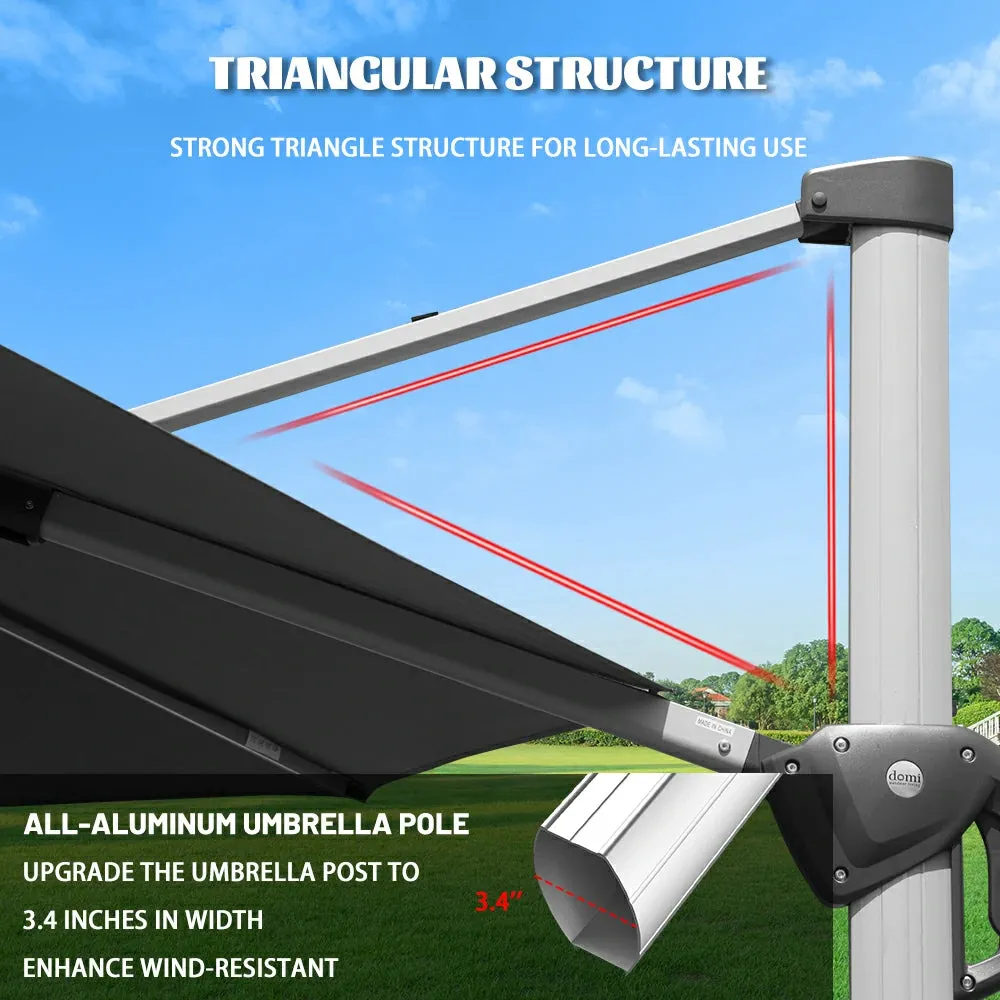 Cantilever Patio Umbrella with Solar Lights - Round