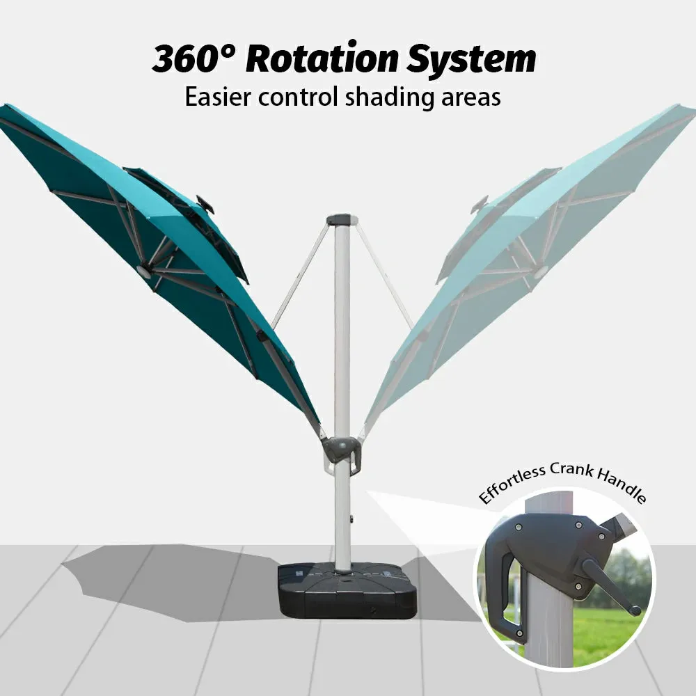 Cantilever Patio Umbrella with Solar Lights - Round