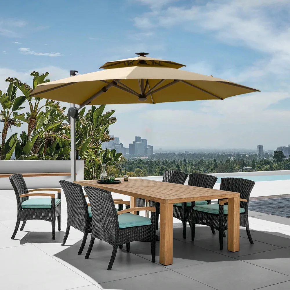 Cantilever Patio Umbrella with Solar Lights - Round