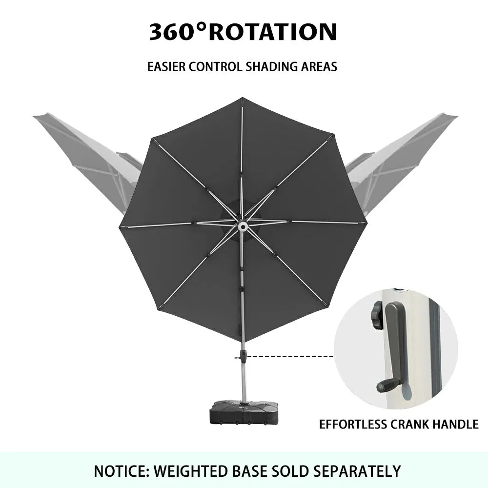 Cantilever Patio Umbrella with Solar Lights - Round