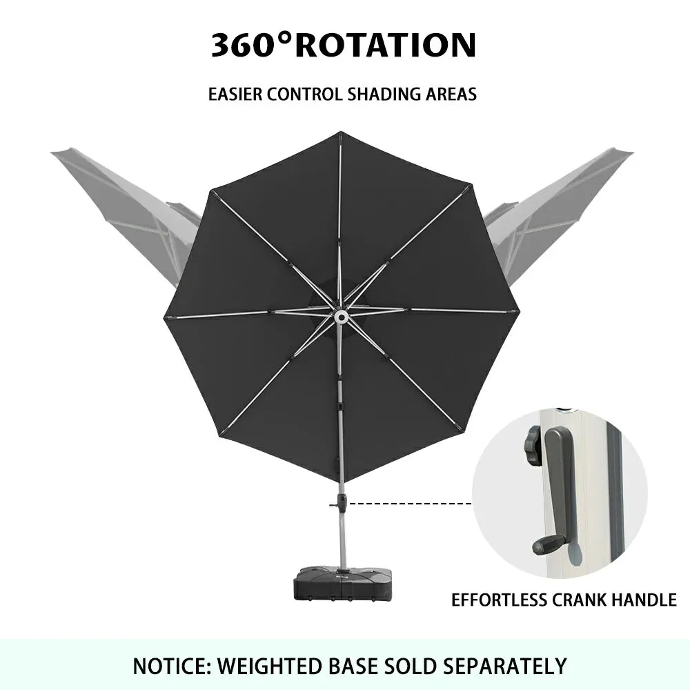 Cantilever Patio Umbrella with Solar Lights - Round