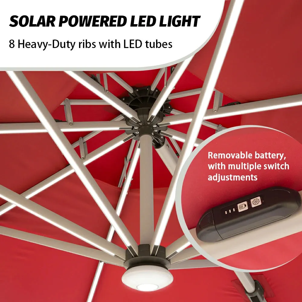 Cantilever Patio Umbrella with Solar Lights - Round