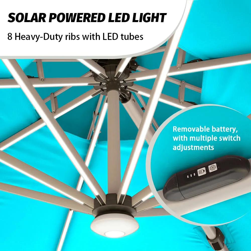 Cantilever Patio Umbrella with Solar Lights - Round