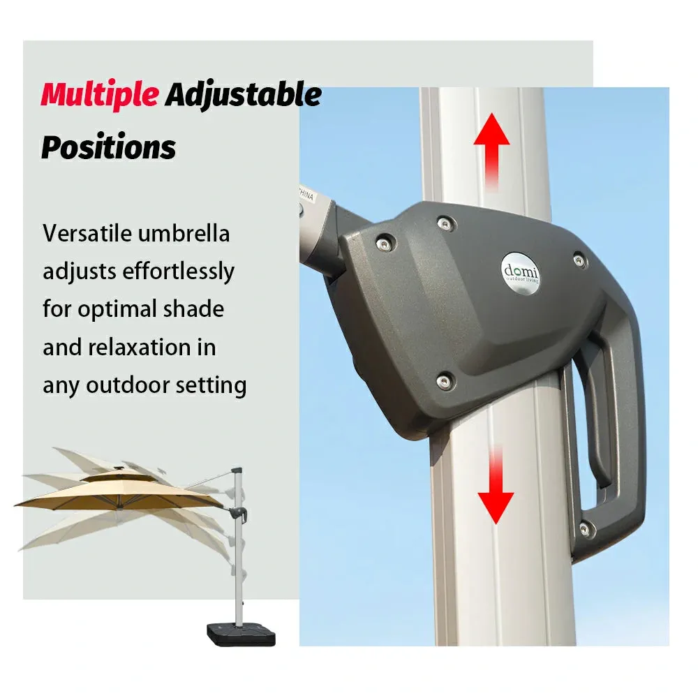 Cantilever Patio Umbrella with Solar Lights - Round