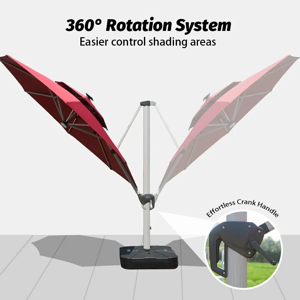 Cantilever Patio Umbrella with Solar Lights - Round