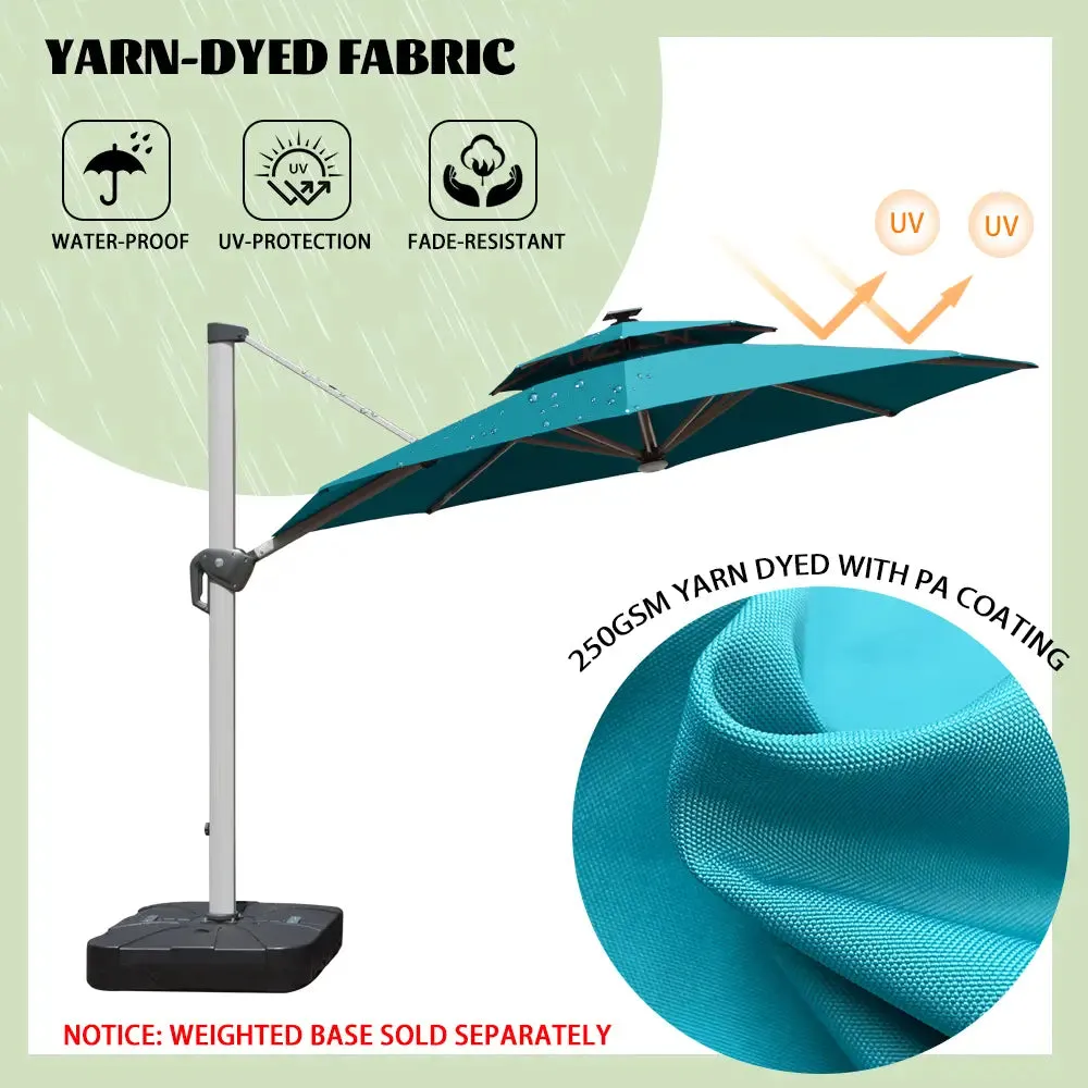 Cantilever Patio Umbrella with Solar Lights - Round