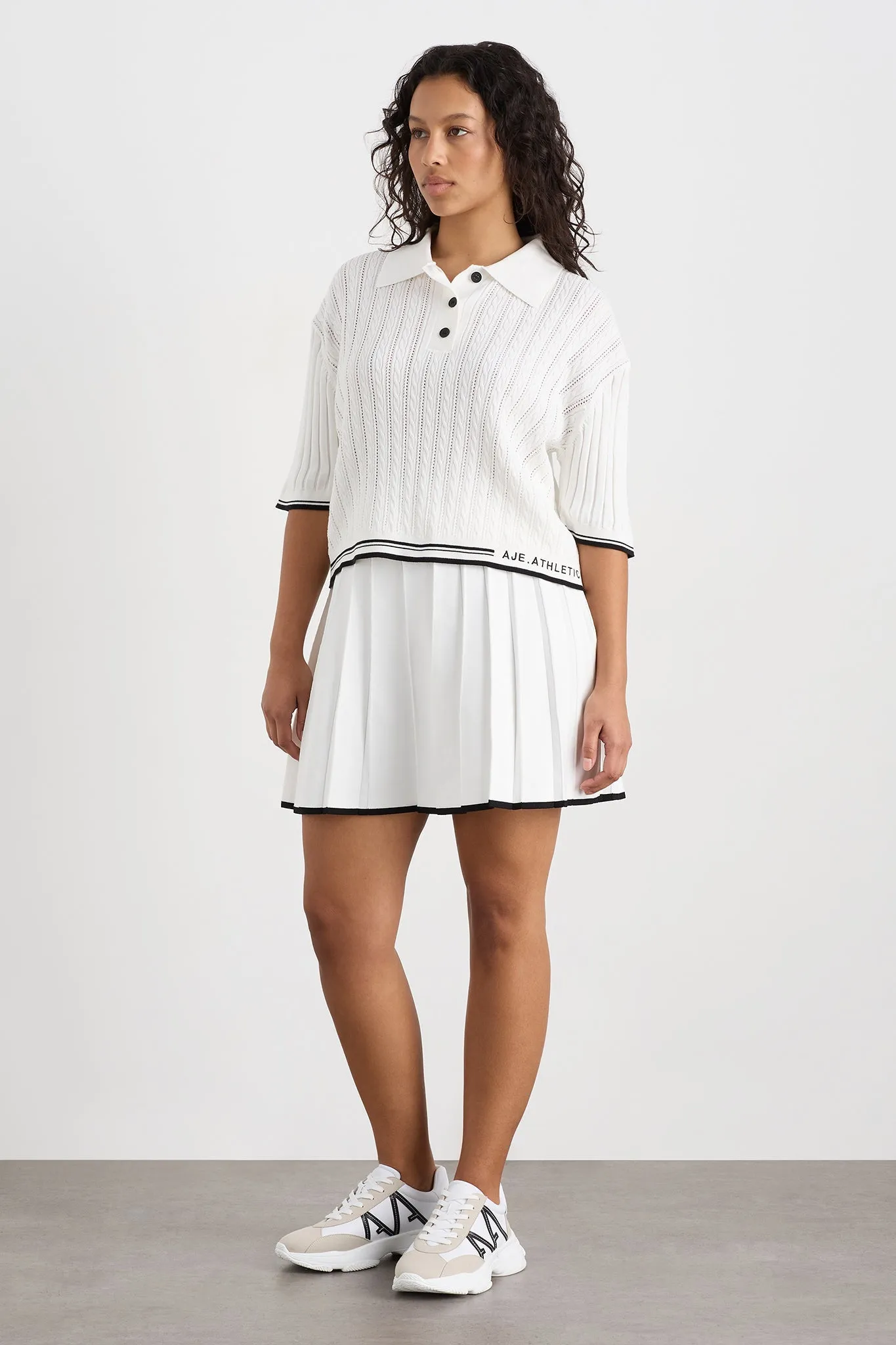 Cropped Knit Polo Shirt 105