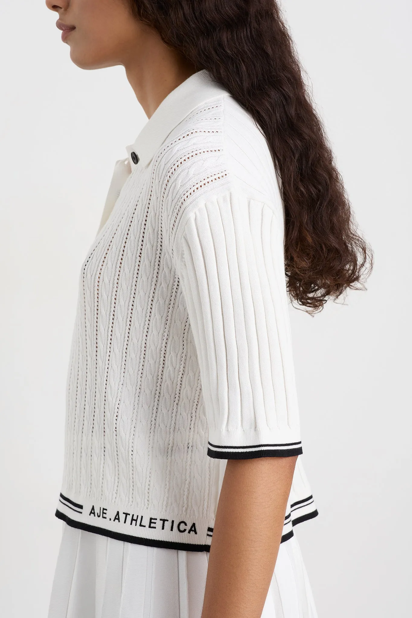 Cropped Knit Polo Shirt 105