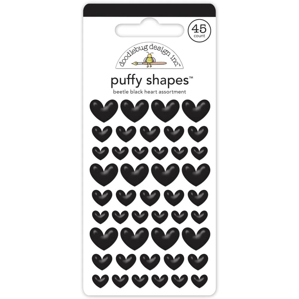 Doodlebug Puffy Stickers Beetle Black Heart - 7720
