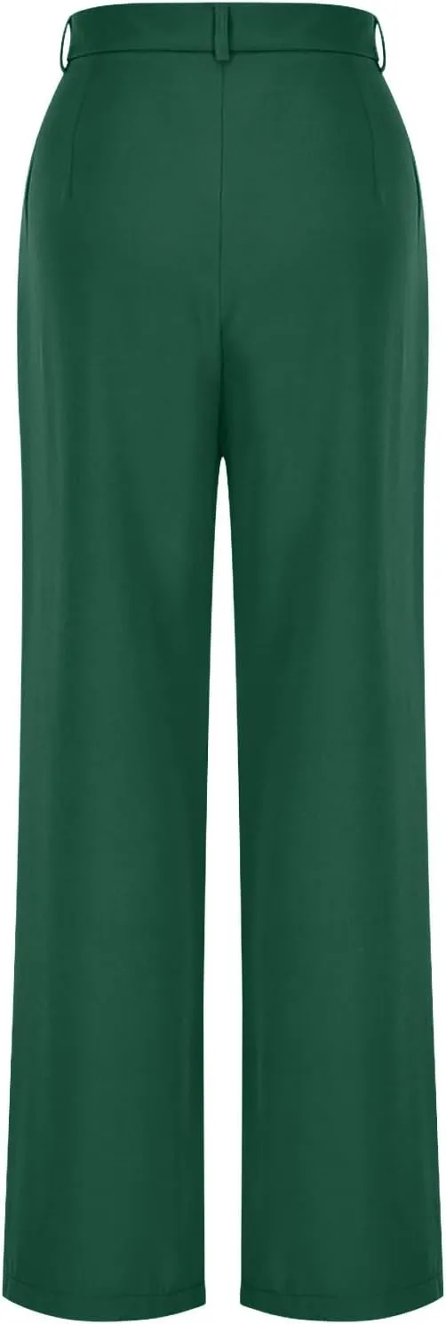 Dress Pants Women Wide Leg High Waisted Work Trousers with Pockets Dressy Palazzo Pants Loose Business Casual Slackes