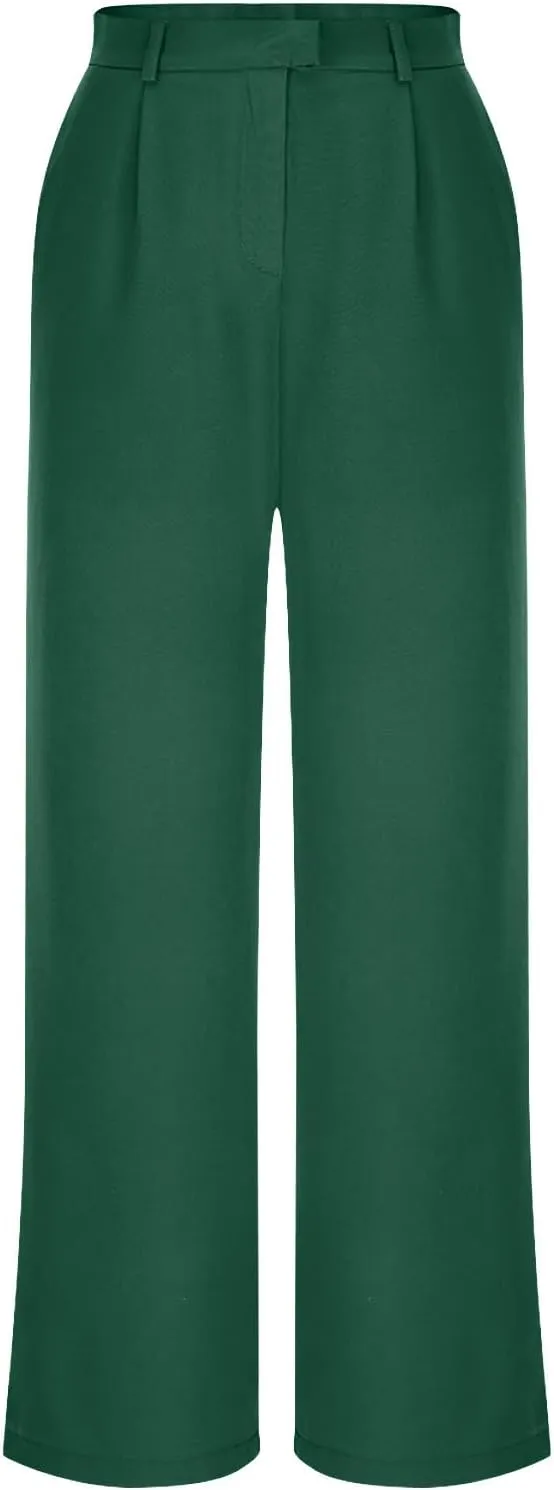 Dress Pants Women Wide Leg High Waisted Work Trousers with Pockets Dressy Palazzo Pants Loose Business Casual Slackes