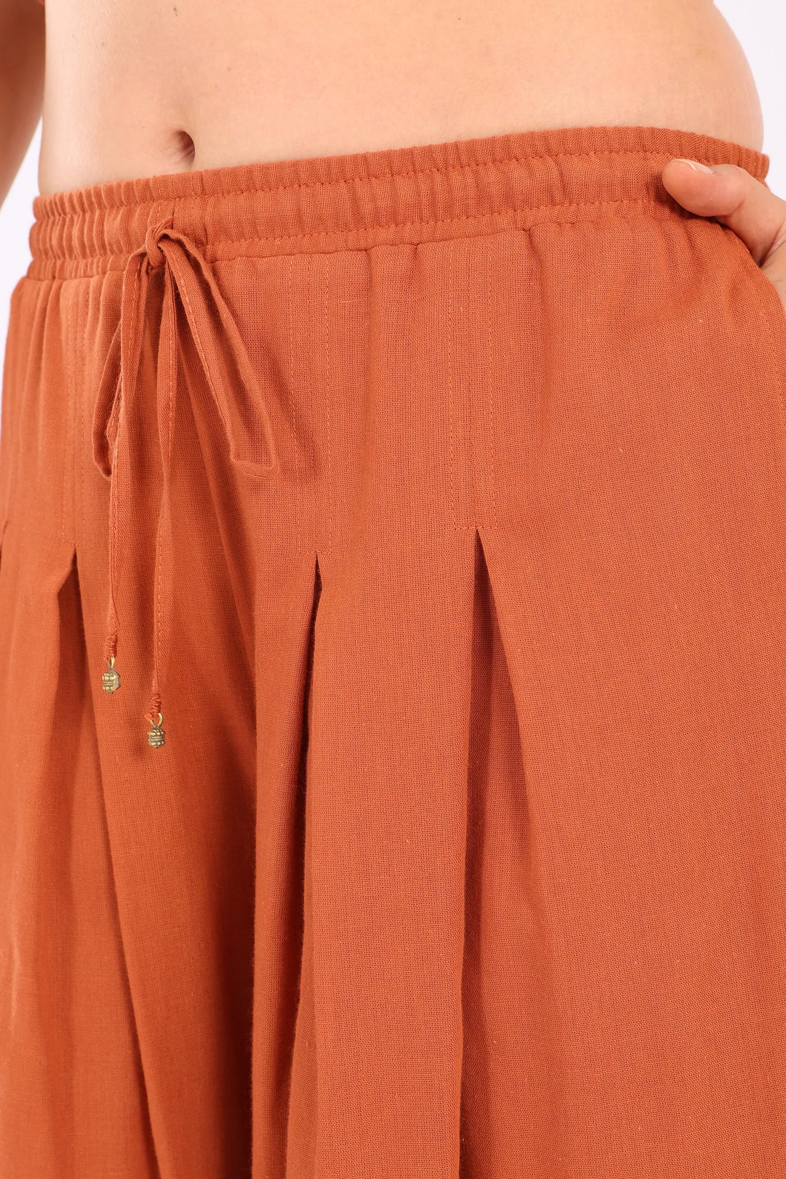 Embroidered  wide leg pants with short lining
