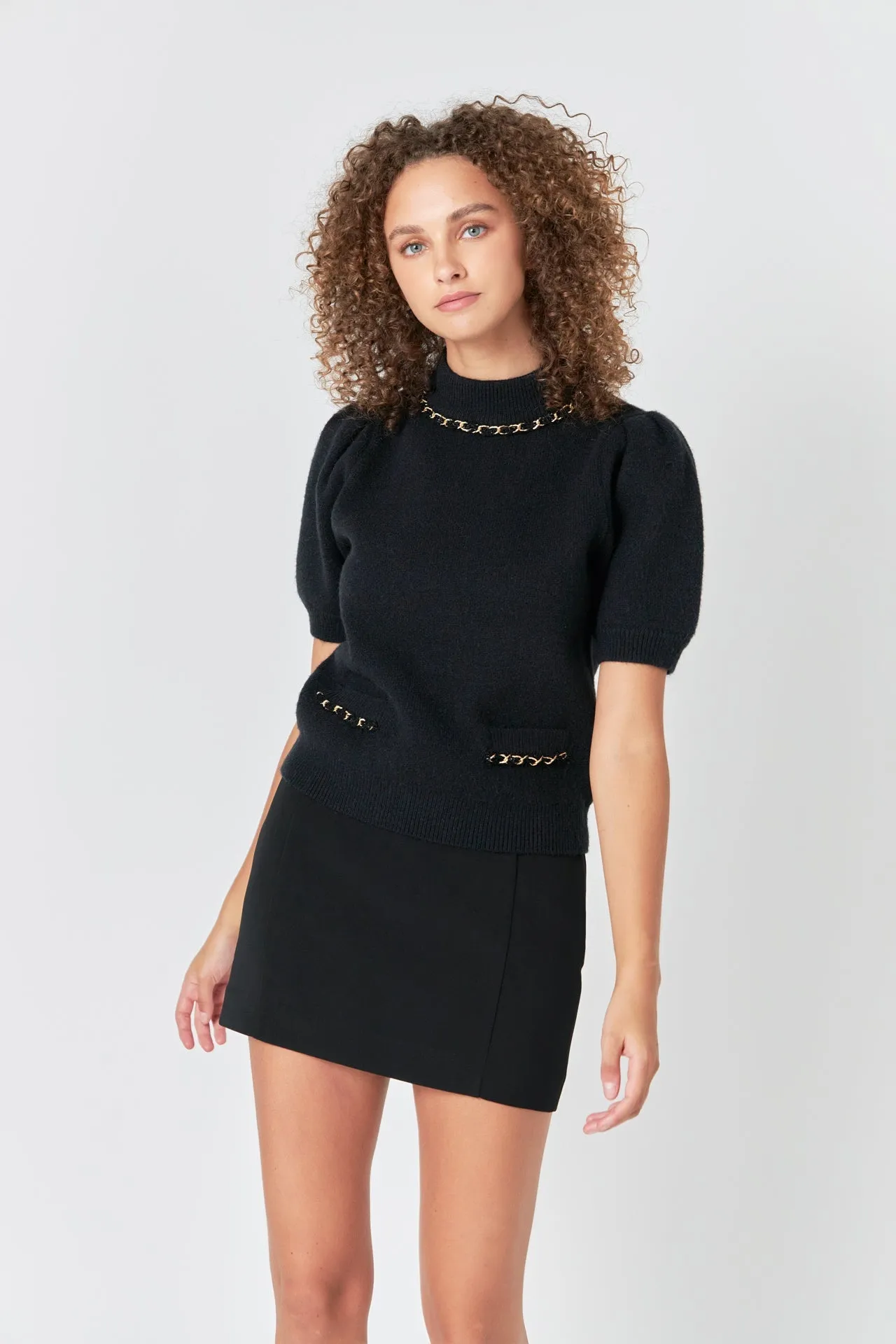 Endless Rose - Puff Chain Detailed Knit Top