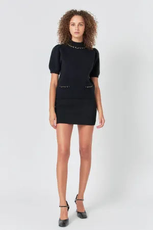 Endless Rose - Puff Chain Detailed Knit Top
