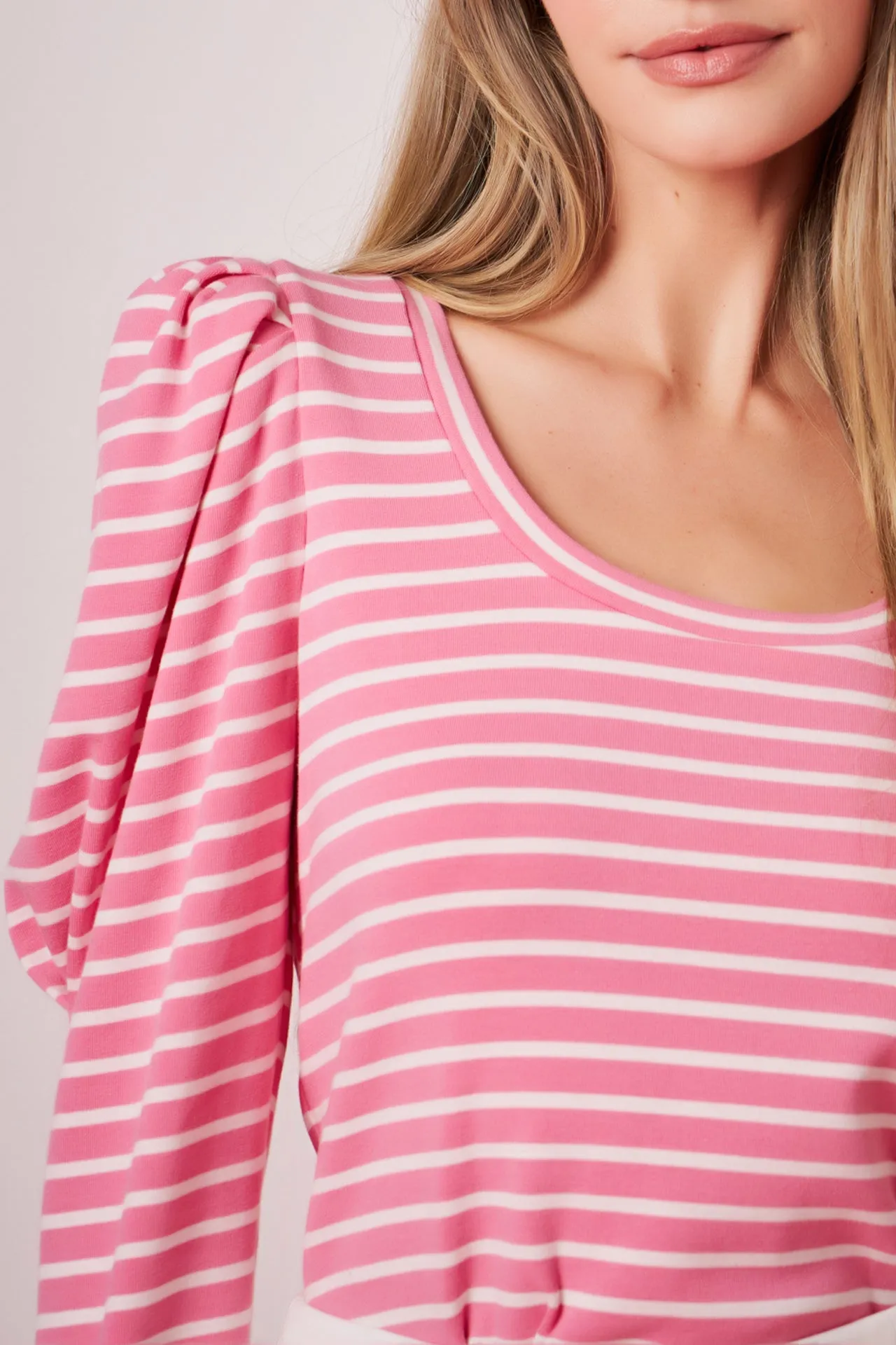 English Factory - Puff Sleeve Striped Knit Top