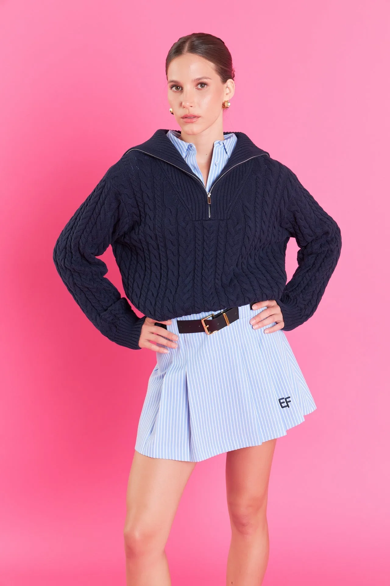 English Factory - Stripe Mini Pleated Skort