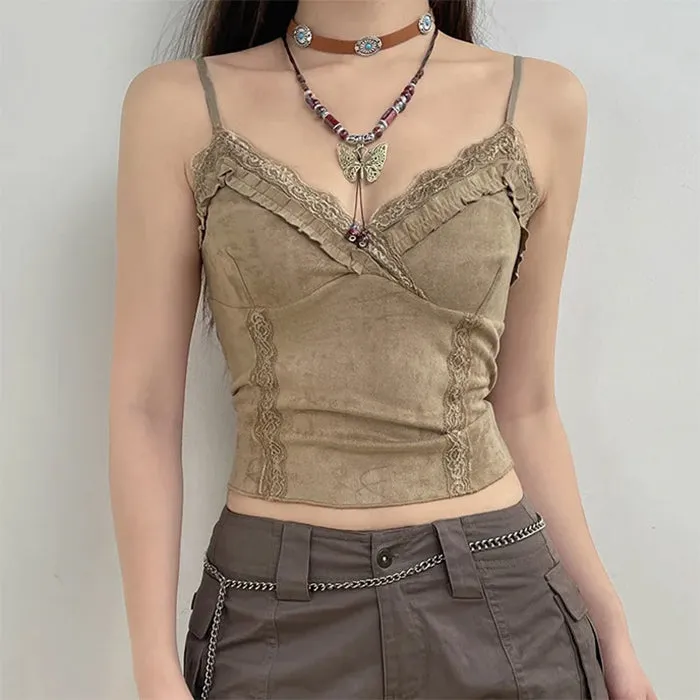 Fairycore Lace Trim Cami Top