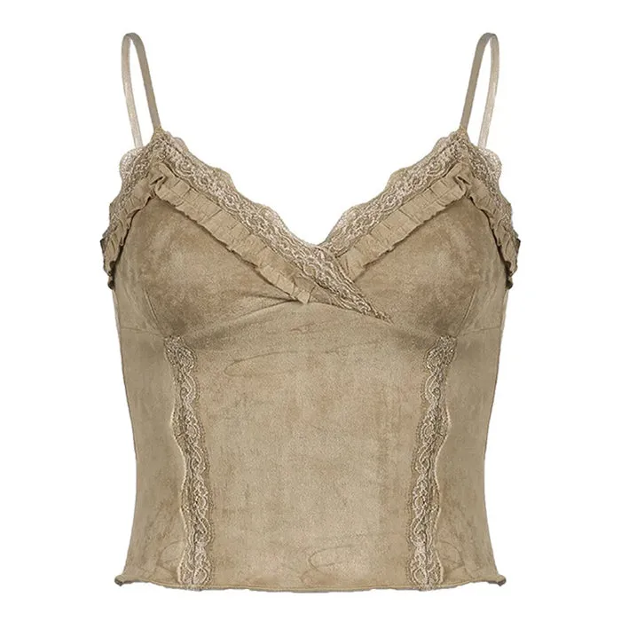 Fairycore Lace Trim Cami Top