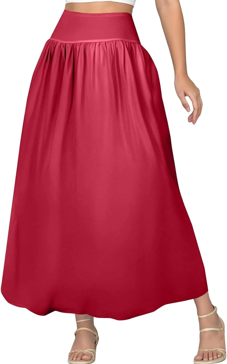 fanmpghleoo Bubble Maxi Skirts for Women Cute Elastic High Waisted Skirts Summer Y2k Casual Balloon Ruffle A Line Long Skirt
