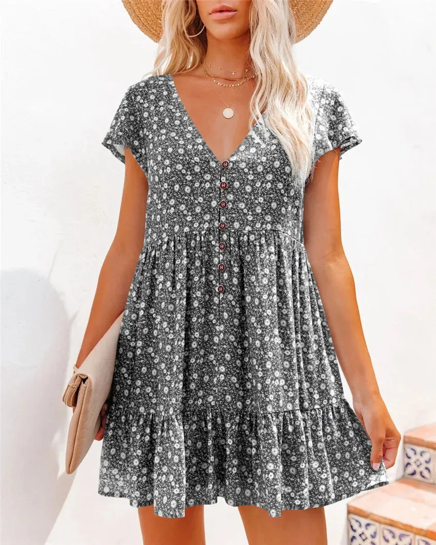 Fiona Floral Loose Casual Mini Dress