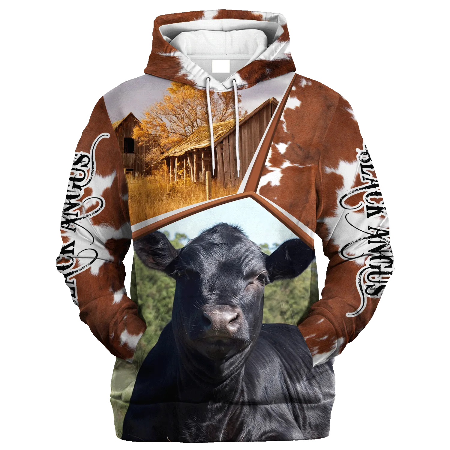 Funny Black Angus Farm In The Fall Hoodie