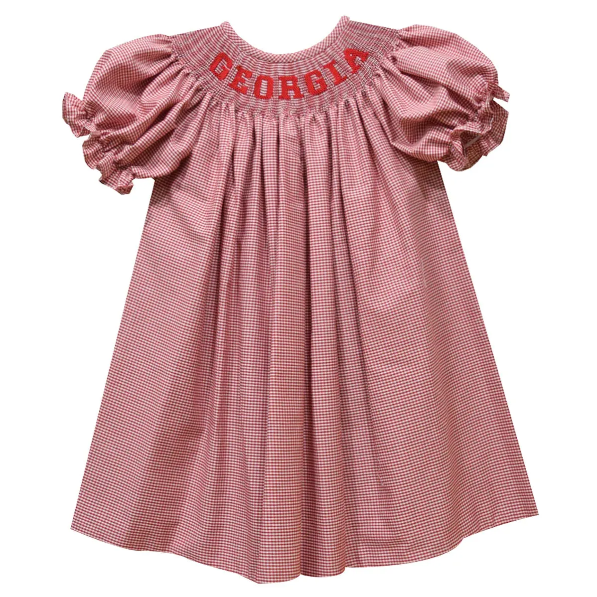 Georgia Smocked Red Gingham Bishop Dress