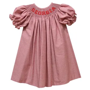 Georgia Smocked Red Gingham Bishop Dress